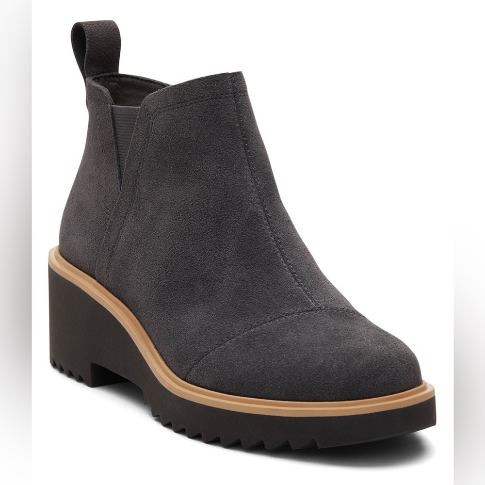 TOMS Women's Maude Side Zip Booties- Forged Iron Suede- Size 6